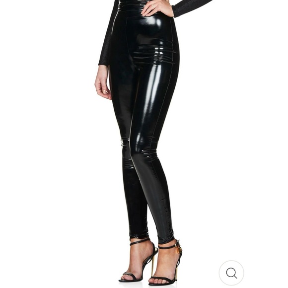 Nookie Viktoria Black Pants Shinny Skinny Sexy Size Large - Picture 1 of 8